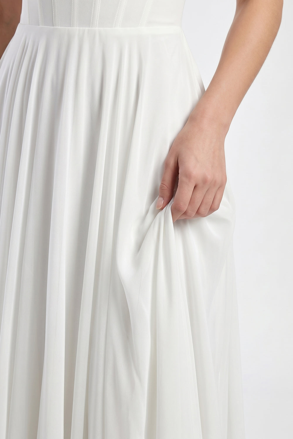 Off-the-Shoulder Corset Chiffon Wedding Dress Flowy A-Line Bridal Gown with Train