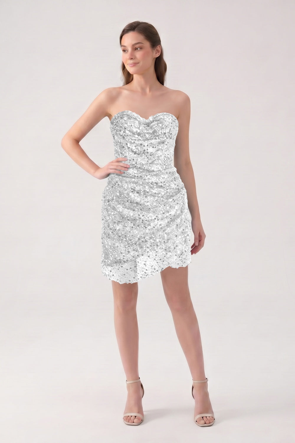 Sparkly Blue Sweetheart Sequin Short Homecoming Dress