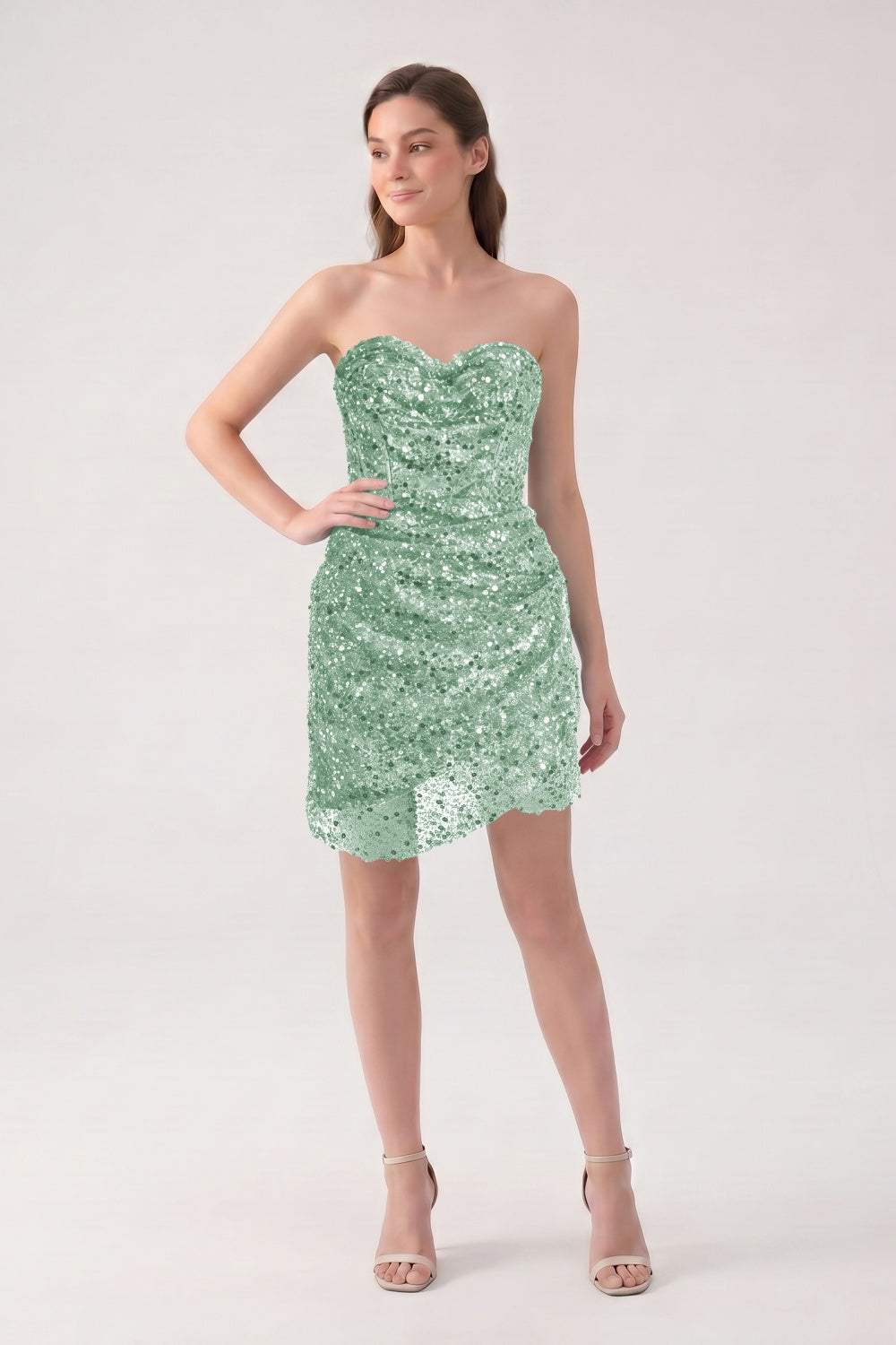 Sparkly Blue Sweetheart Sequin Short Homecoming Dress