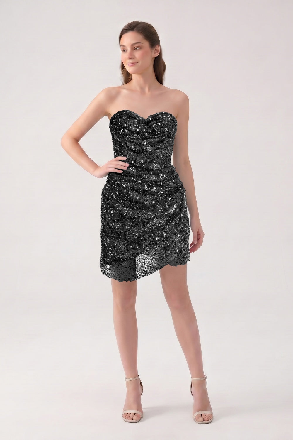 Sparkly Blue Sweetheart Sequin Short Homecoming Dress