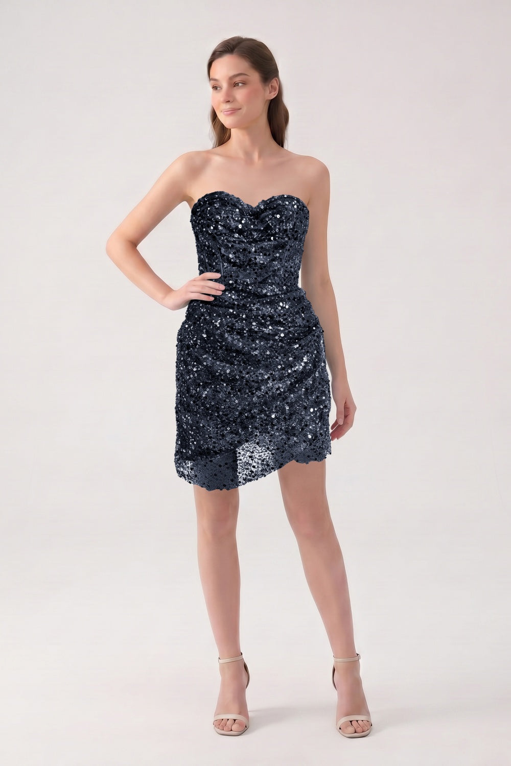 Sparkly Blue Sweetheart Sequin Short Homecoming Dress
