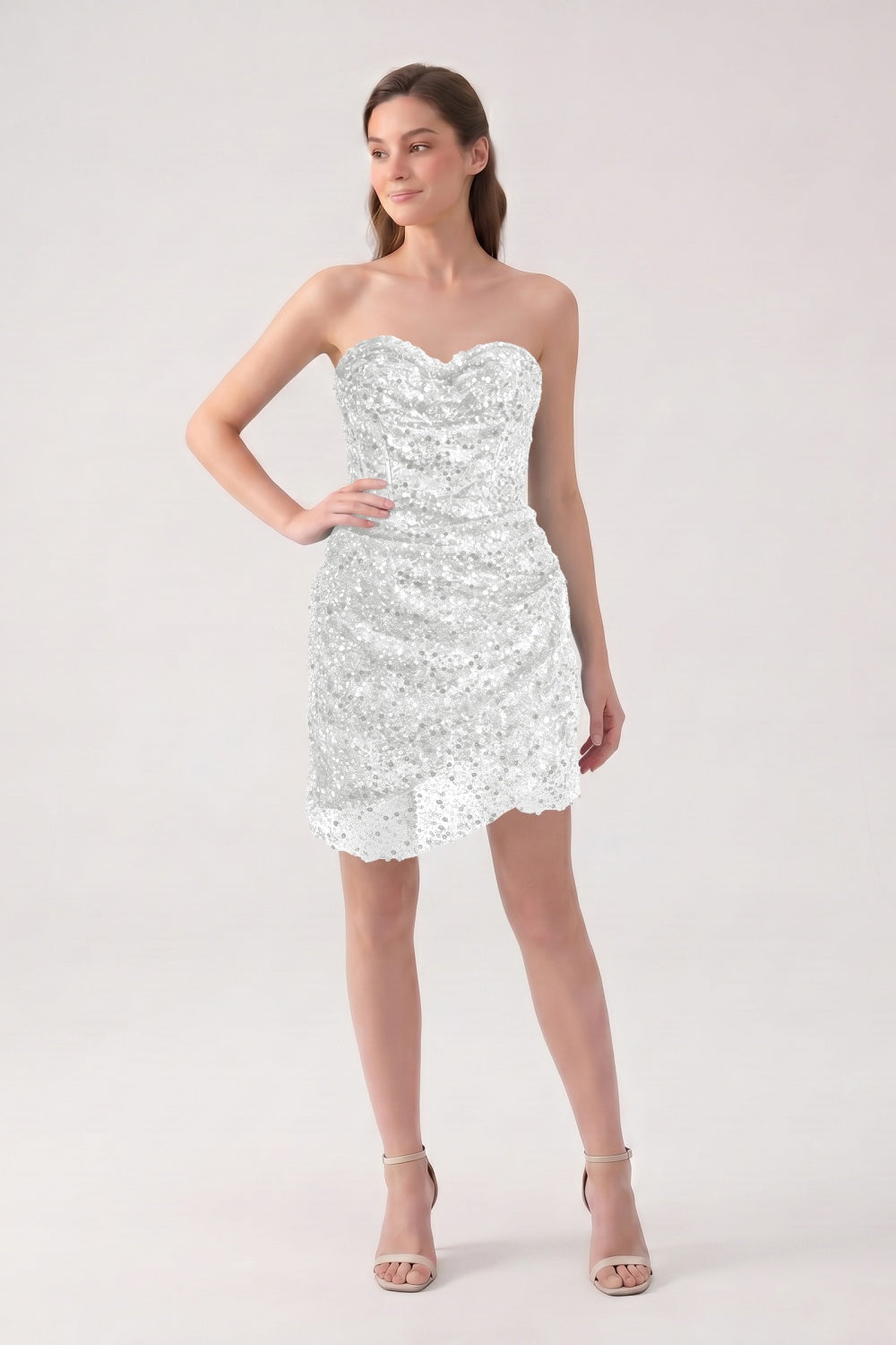 Sparkly Blue Sweetheart Sequin Short Homecoming Dress